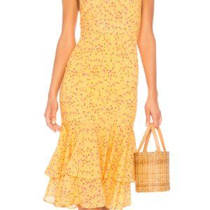 Lovers + Friends Pink Midi Dress with Vibrant Charm